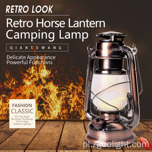 Retro Camping Light LED Przenośny Płomień Latarnia